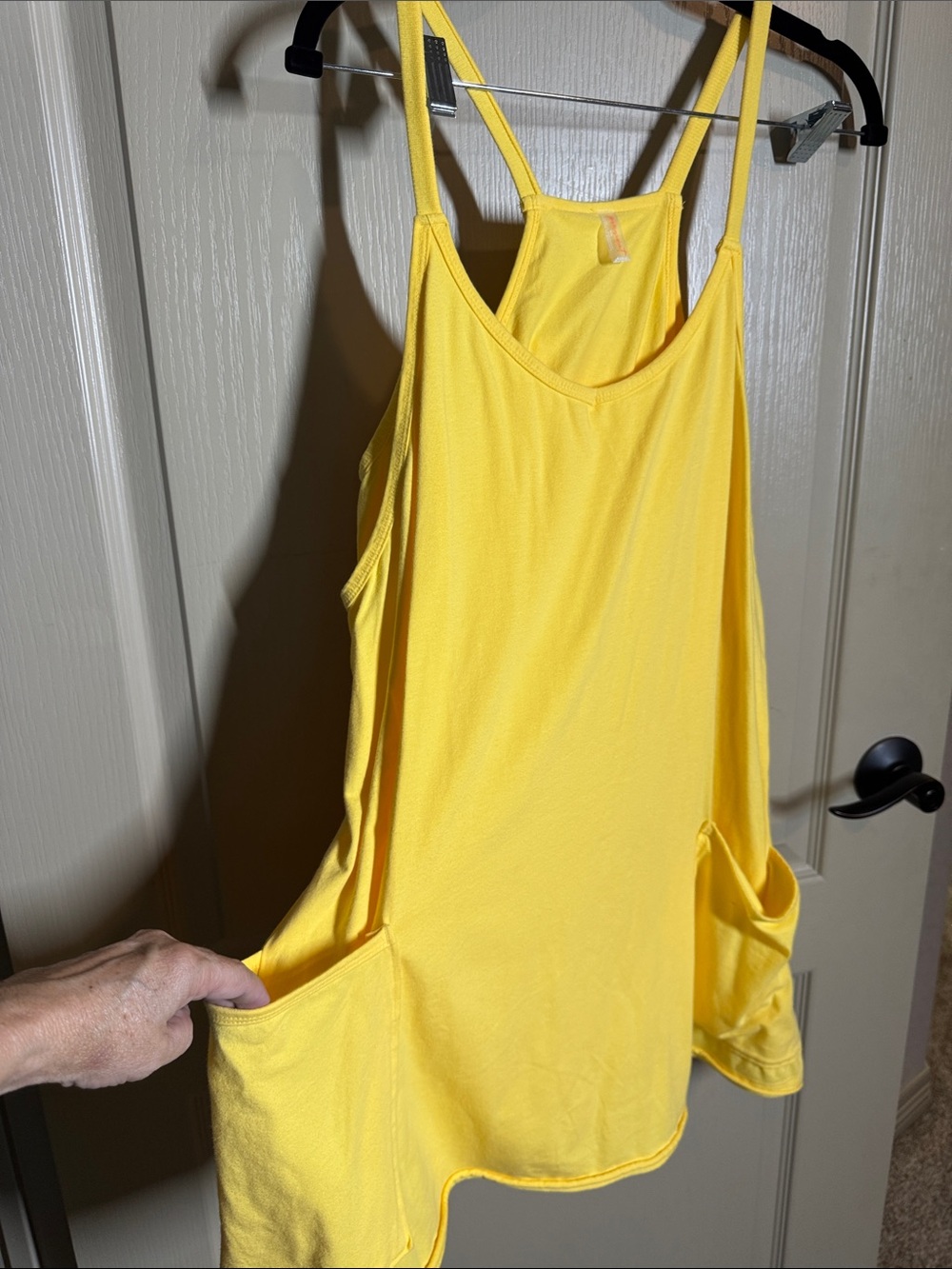 Women’s Yellow Sleeveless Tank Top Shorts Dress Romper with Pockets Size M - Picture 3 of 10